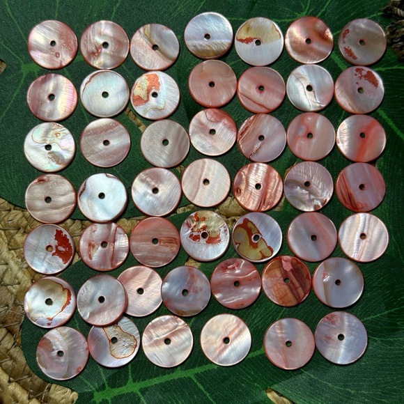 Circle Mother of Pearl Seashell Shell Beads Coral Pink DIY Jewelry making lot - Picture 9 of 17